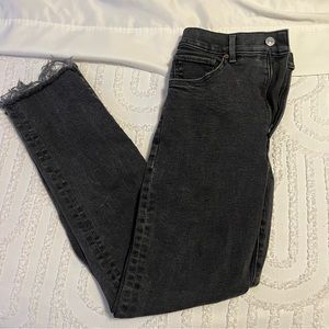 Express High Waist Black Frayed Jeans